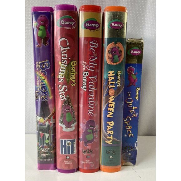 5 Barney VHS Video Tape Sing-Along Outer Space Halloween Christmas Valentine Lot - Picture 2 of 5